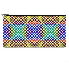 Colorful Circle Abstract White Brown Blue Yellow Pencil Cases by BrightVibesDesign