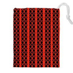 Circles Lines Black Orange Drawstring Pouch (5xl)