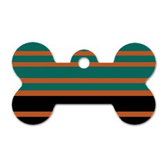 Black Stripes Orange Brown Teal Dog Tag Bone (one Side) by BrightVibesDesign