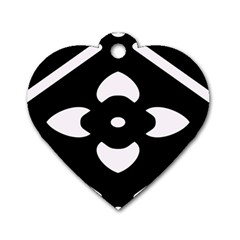 Pattern Flower Black Dog Tag Heart (one Side)