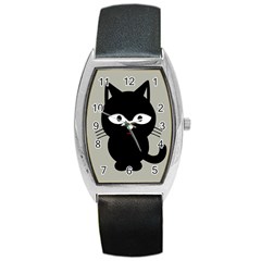 Cat Pet Cute Black Animal Barrel Style Metal Watch