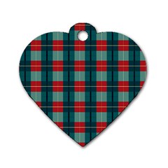 Pattern Texture Plaid Dog Tag Heart (two Sides)