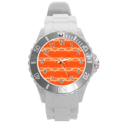 Pattern Orange Round Plastic Sport Watch (l)