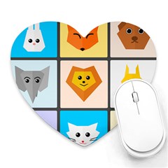 Animals Cute Flat Cute Animals Heart Mousepads by HermanTelo