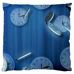 Time Clock Watch Hours Large Flano Cushion Case (two Sides)