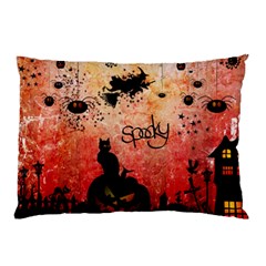 Funny Halloween Design, Cat, Pumpkin And Witch Pillow Case by FantasyWorld7