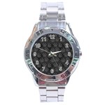 Pattern Texture Feet Dog Grey Stainless Steel Analogue Watch Front