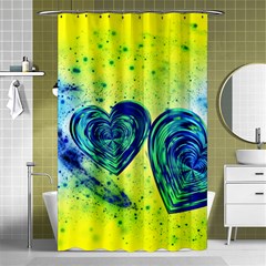 Heart Emotions Love Blue Shower Curtain 48  X 72  (small) 