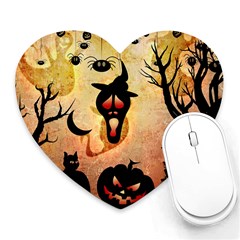 Funny Halloween Design, Pumpkin, Cat, Owl And Crow Heart Mousepads by FantasyWorld7