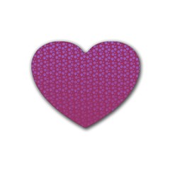 Background Polka Pattern Pink Rubber Coaster (heart)  by HermanTelo