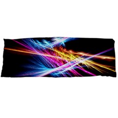 Colorful Neon Art Light Rays, Rainbow Colors Body Pillow Case (dakimakura) by picsaspassion