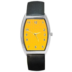 Background Polka Yellow Barrel Style Metal Watch