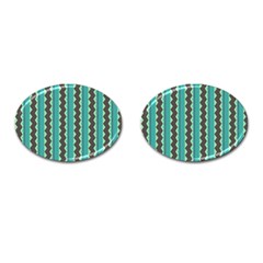 Background Chevron Blue Cufflinks (oval)