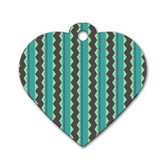 Background Chevron Blue Dog Tag Heart (one Side)