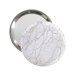 White Marble Texture Floor Background With Gold Veins Intrusions Greek Marble Print Luxuous Real Marble 2 25  Handbag Mirrors by genx