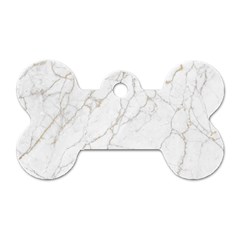 White Marble Texture Floor Background With Gold Veins Intrusions Greek Marble Print Luxuous Real Marble Dog Tag Bone (two Sides) by genx