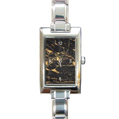 Black Marble Texture With Gold Veins Floor Background Print Luxuous Real Marble Rectangle Italian Charm Watch by genx