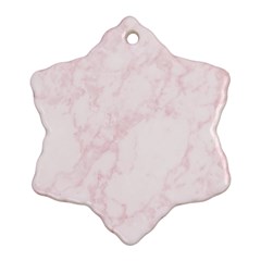 Pink Marble Texture Floor Background With Light Pink Veins Greek Marble Print Luxuous Real Marble  Snowflake Ornament (two Sides) by genx