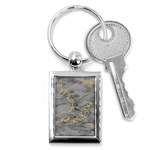 Marble neon retro light gray with gold yellow veins texture floor background retro neon 80s style neon colors print luxuous real marble Key Chain (Rectangle) Front