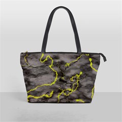 Marble Light Gray With Green Lime Veins Texture Floor Background Retro Neon 80s Style Neon Colors Print Luxuous Real Marble Classic Shoulder Handbag by genx