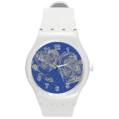 Heart Love Valentines Day Round Plastic Sport Watch (m)