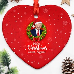 Make Christmas Great Again With Trump Face Maga Ornament (heart) by snek