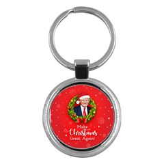 Make Christmas Great Again With Trump Face Maga Key Chain (round) by snek