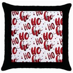 Christmas Watercolor hohoho red handdrawn holiday organic and naive pattern Throw Pillow Case (Black) Front