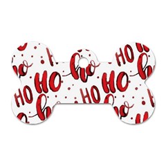 Christmas Watercolor Hohoho Red Handdrawn Holiday Organic And Naive Pattern Dog Tag Bone (one Side) by genx