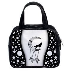 Wonderful Moon With Black Wolf Classic Handbag (two Sides) by FantasyWorld7