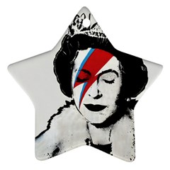 Banksy Graffiti Uk England God Save The Queen Elisabeth With David Bowie Rockband Face Makeup Ziggy Stardust Star Ornament (two Sides) by snek