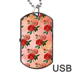 Pattern Flower Paper Dog Tag Usb Flash (two Sides)