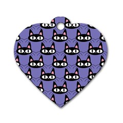 Cute Black Cat Pattern Dog Tag Heart (one Side)