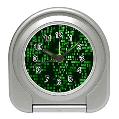 Abstract Plaid Green Travel Alarm Clock