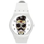 Mustache Man Round Plastic Sport Watch (M) Front