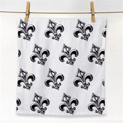 French France Fleur De Lys Metal Pattern Black And White Antique Vintage Face Towel by Quebec