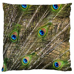 Peacock Feathers Color Plumage Green Large Cushion Case (two Sides) by Sapixe