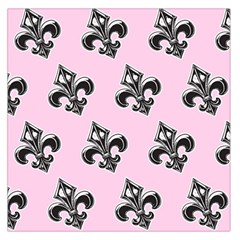 French France Fleur De Lys Metal Pattern Black And White Antique Vintage Pink And Black Rocker Large Satin Scarf (square)