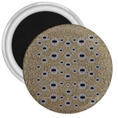 One Island Surrounded By Love And Wood Lace 3  Magnets by pepitasart