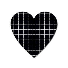 Pattern Carreaux Blanc/noir Heart Magnet by kcreatif