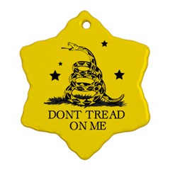 Gadsden Flag Don t Tread On Me Yellow And Black Pattern With American Stars Snowflake Ornament (two Sides) by snek