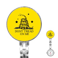 Gadsden Flag Don t Tread On Me Yellow And Black Pattern With American Stars Stainless Steel Nurses Watch by snek