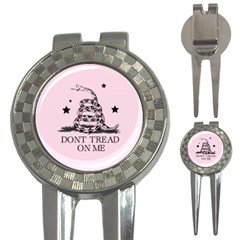 Gadsden Flag Don t Tread On Me Light Pink And Black Pattern With American Stars 3-in-1 Golf Divots by snek