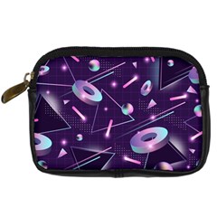 Retrowave Aesthetic Vaporwave Retro Memphis Pattern 80s Design Geometrical Shapes Futurist Pink Blue 3d Digital Camera Leather Case by genx