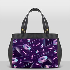 Retrowave Aesthetic Vaporwave Retro Memphis Pattern 80s Design Geometrical Shapes Futurist Pink Blue 3d Oversize Office Handbag (2 Sides) by genx