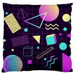 Retrowave Aesthetic Vaporwave Retro Memphis Pattern 80s Design 3d Geometric Shapes Standard Flano Cushion Case (two Sides) by genx