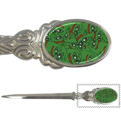 Pepe The Frog Perfect A-ok Handsign Pattern Praise Kek Kekistan Smug Smile Meme Green Background Letter Opener by snek