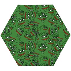 Pepe The Frog Perfect A-ok Handsign Pattern Praise Kek Kekistan Smug Smile Meme Green Background Wooden Puzzle Hexagon by snek