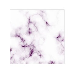 White Marble Violet Purple Veins Accents Texture Printed Floor Background Luxury Small Satin Scarf (square) by genx