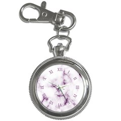 White Marble Violet Purple Veins Accents Texture Printed Floor Background Luxury Key Chain Watches by genx